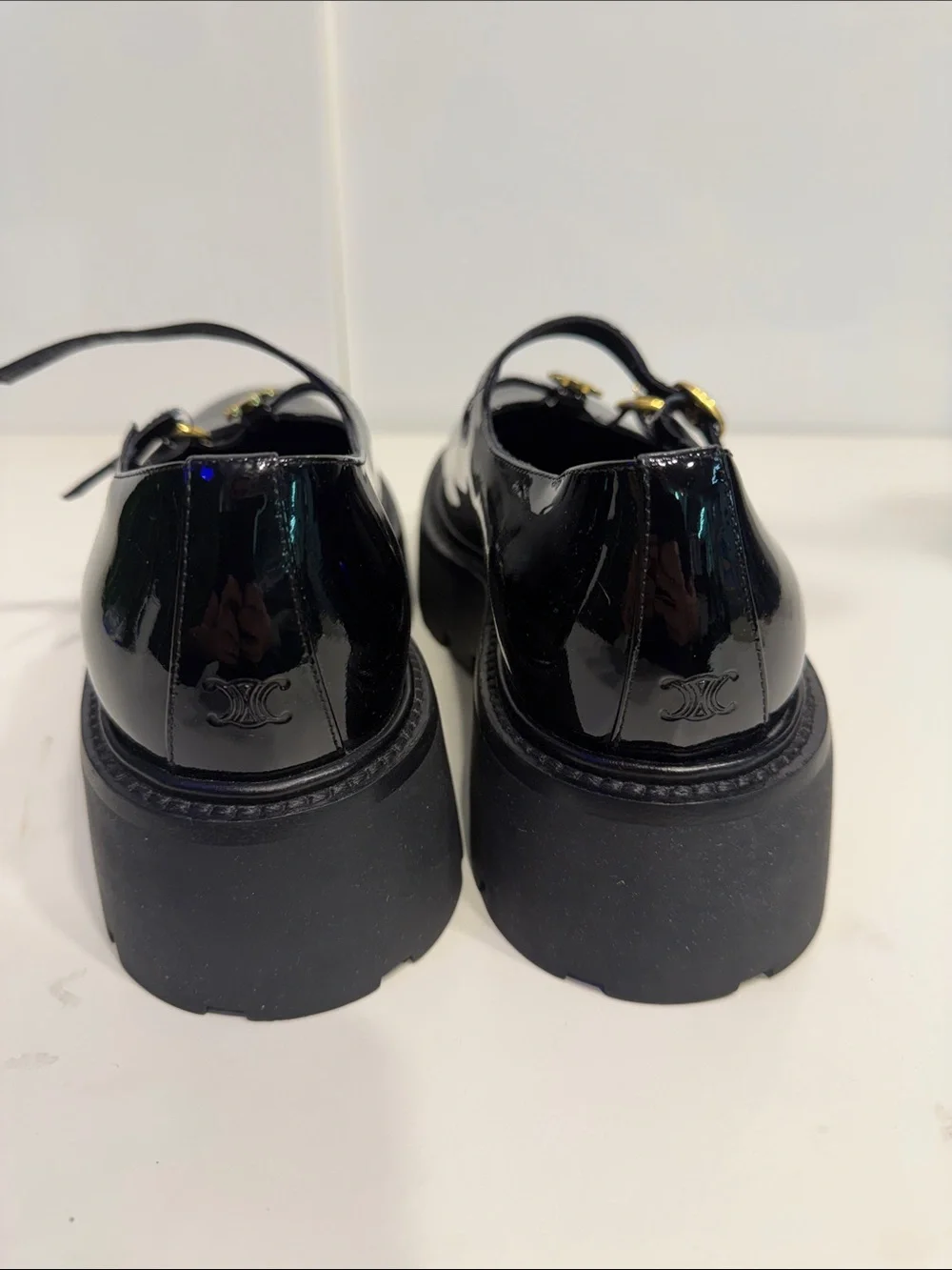 CELINE 39.5 Black Patent Platform Mary Jane Shoes